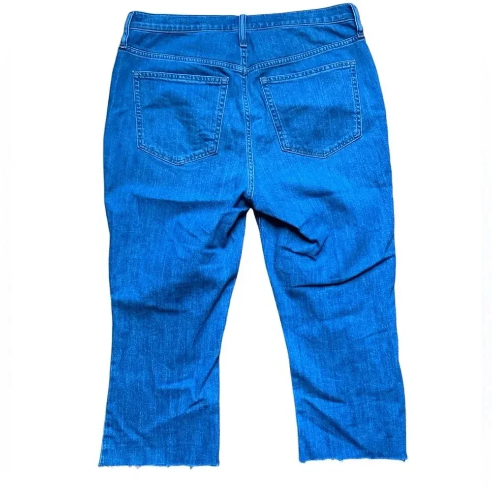 J. Crew Women Mid-Rise Flare Crop Jeans size 31 Raw Hem Medium Blue Wash Classic - Picture 2 of 7